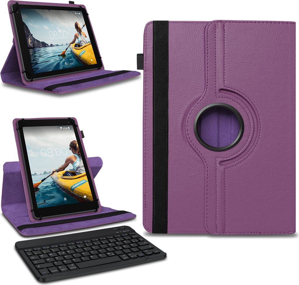 Tablet Tasche für Medion Lifetab E10713 Hülle Schutzhülle Bluetooth Tastatur Farben:Lila