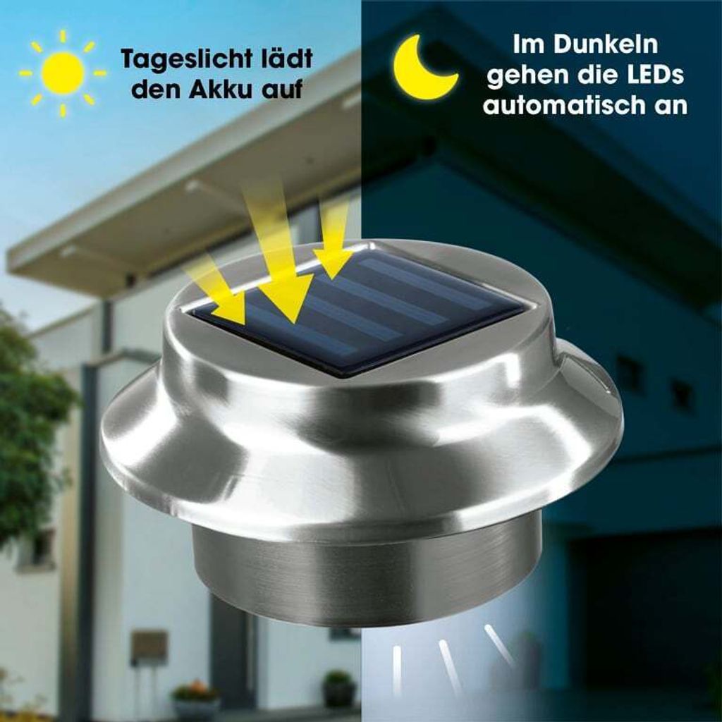 EASYmaxx Solar-Leuchte Dachrinne 3er-Set Tageslichtsensor Produktbild 4