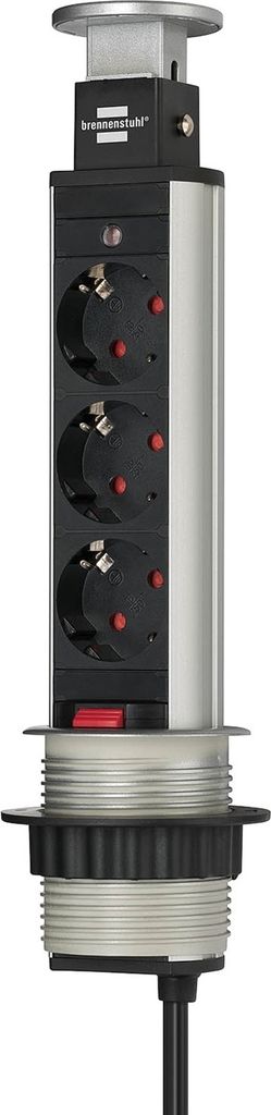 Brennenstuhl Tower Power Tischsteckdosenleiste 3-fach 2m Produktbild 