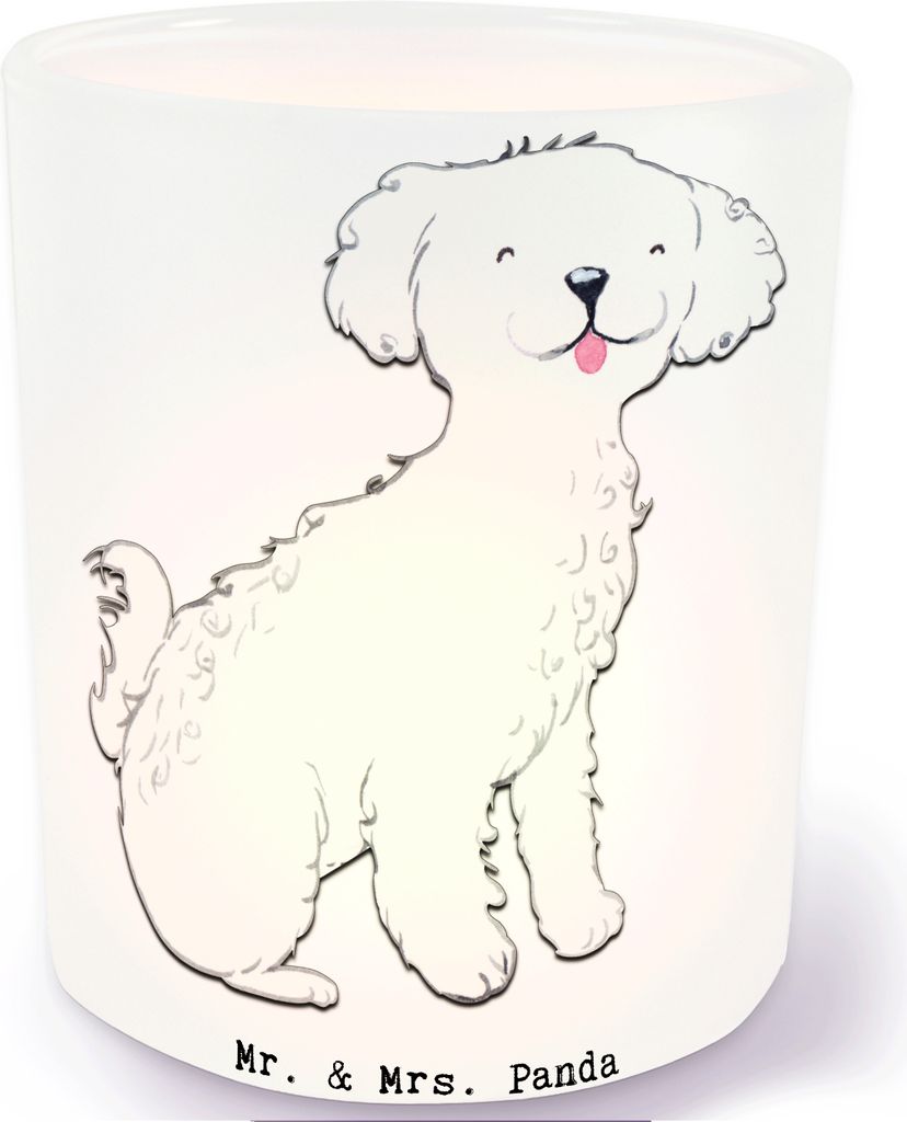 Mr. & Mrs. Panda Teelichthalter Bichon Frisé Lebensretter - Transparent - Geschenk, Windlicht Glas, Kerzenglas, Kerzenhalter