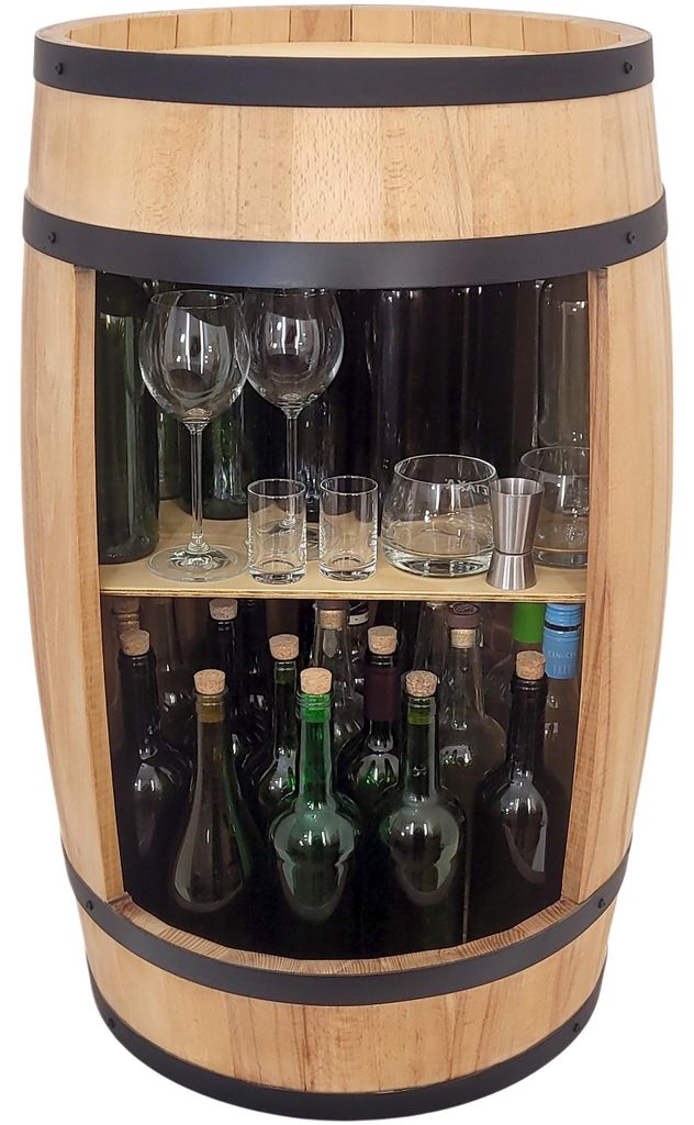 Holzfass Schnapsflaschenbar, Weinflaschenregal, Hausbarschrank 80cm