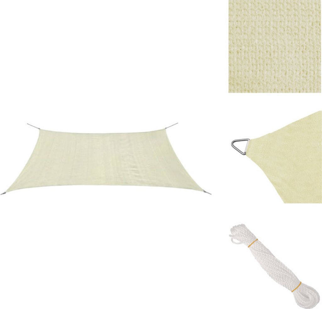 vidaXL Sonnensegel HDPE Rechteckig 2x4 m Creme - Sonnenschirme & Sonnenschutze