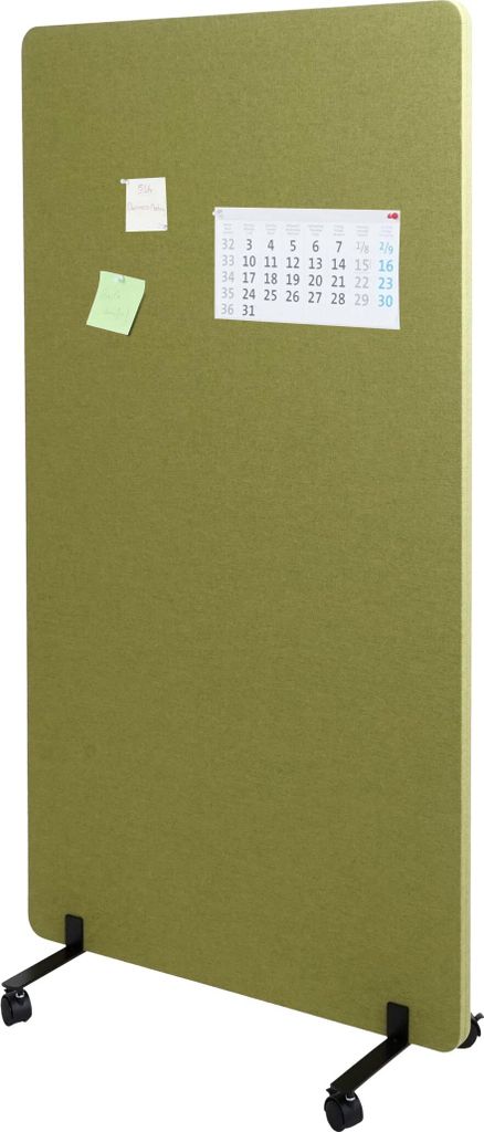 Akustik-Trennwand MCW-G77, Büro-Sichtschutz Raumteiler Pinnwand, doppelwandig rollbar Stoff/Textil 147x80cm grün