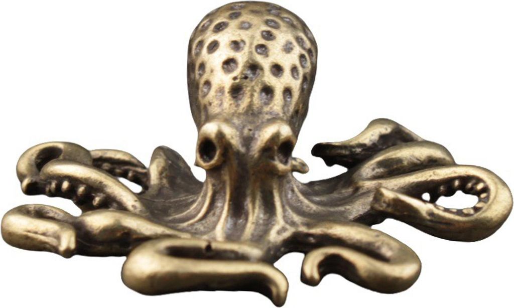 Oktopus-Figur aus Messing, Metallschnitzerei, Oktopus-Statue, Meerestier-Skulptur, Feng Shui-Dekoration für Zuhause, Büro oder Schreibtisch.