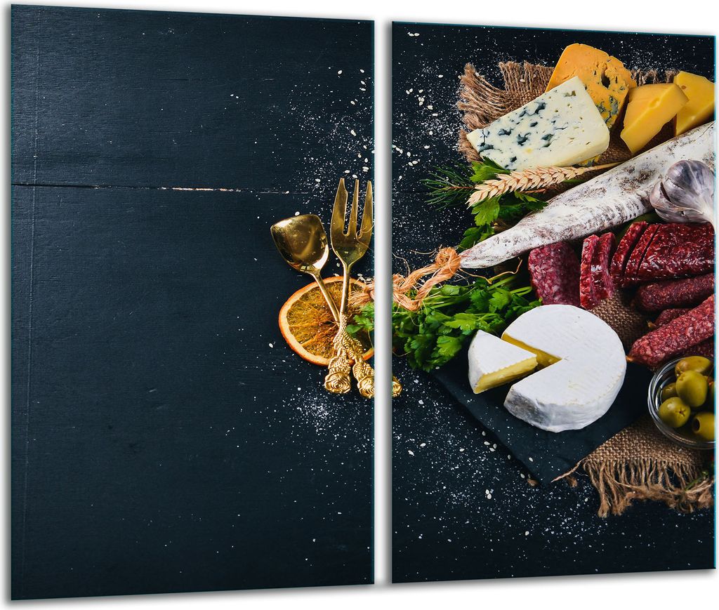 Herdabdeckplatten 2 teilig 30x52 Ceranfeld Abdeckung Glas Hund