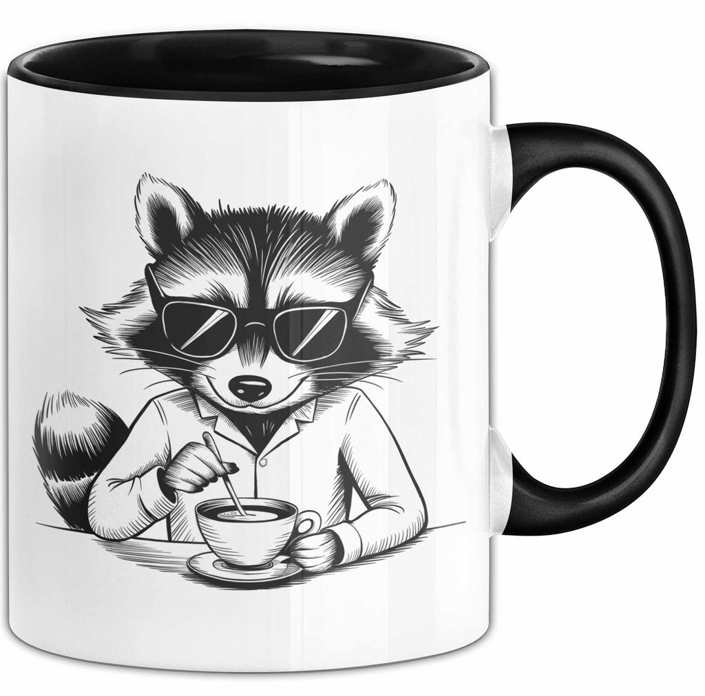 Waschbär Tierliebhaber Kaffee Tasse Geschenk Lustige Geschenkidee Spruch (Schwarz)