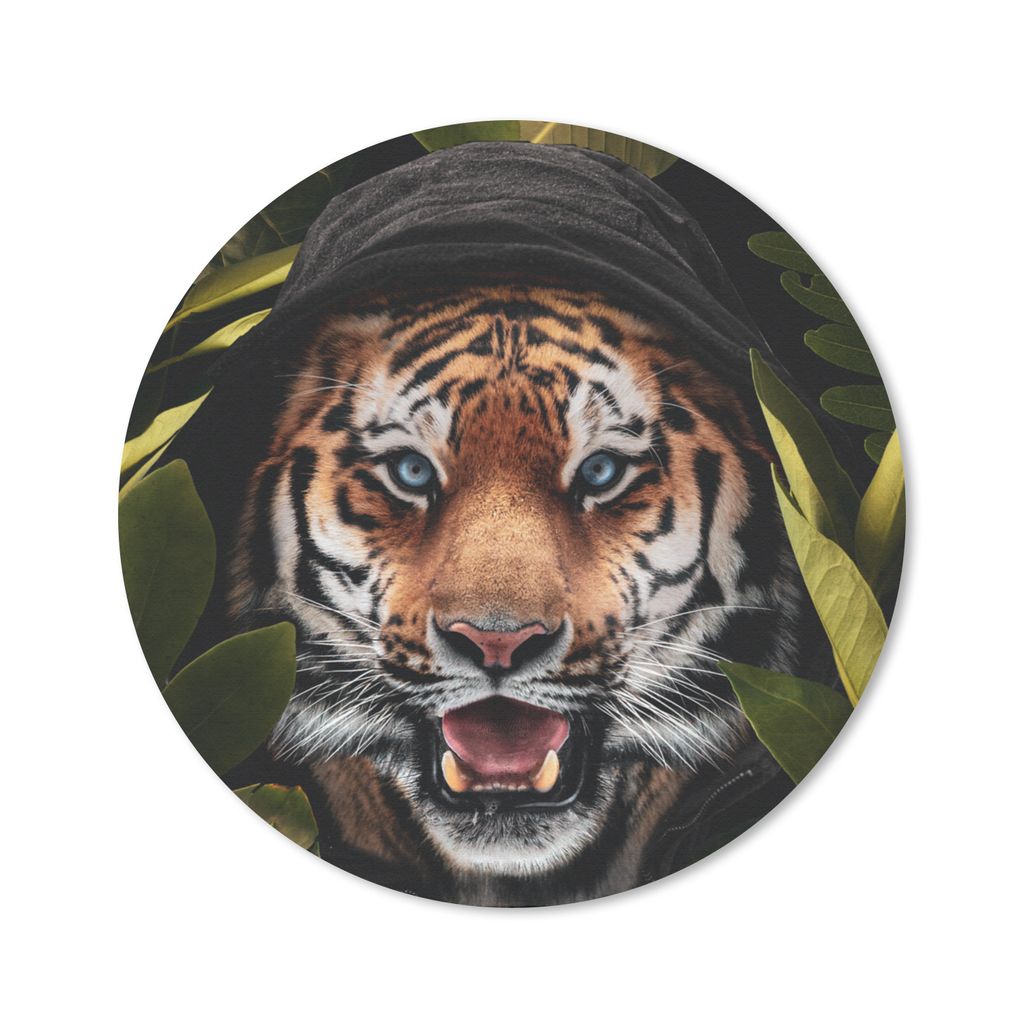 MuchoWow Mauspad Mousepad Tiger - Dschungel - Blätter 50x50 cm - Mousepads - Maus Mat - Pad - Mausunterlage - Vinyl