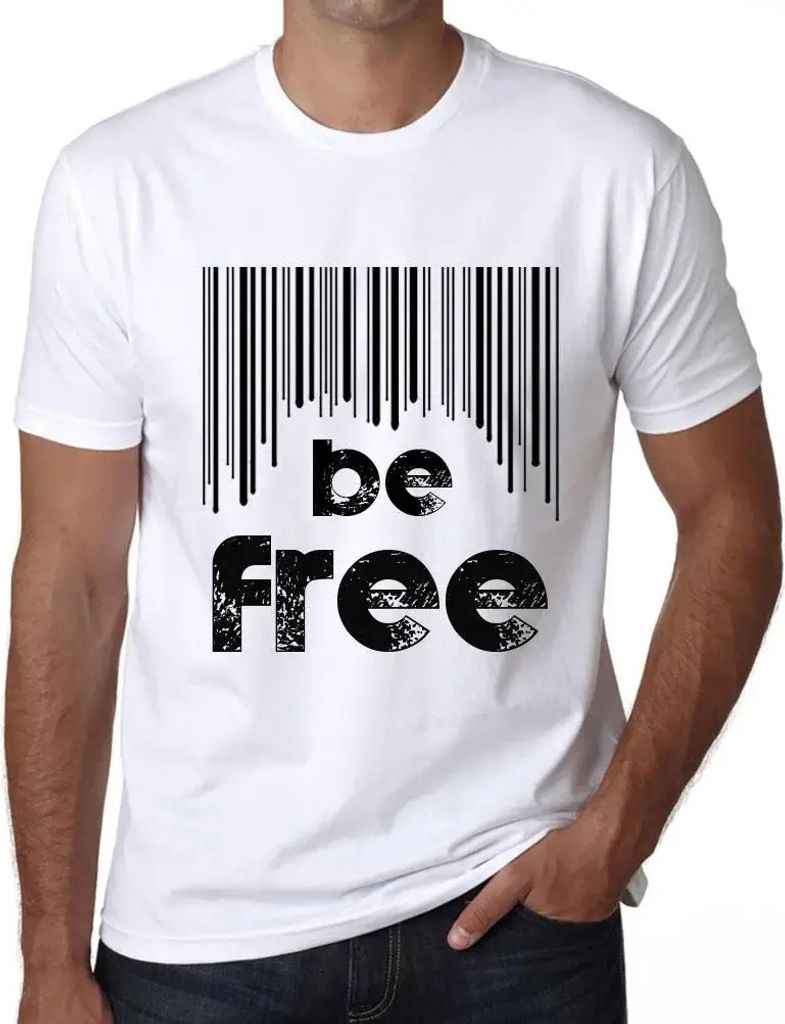 Herren Grafik T-Shirt Barcode frei sein – Barcode Be Free – Öko-Verantwortlich Vintage Jahrgang Kurzarm Lustige Druck Geburtstag Geschenk Mann