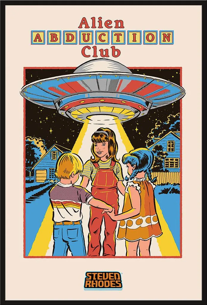 Affiche encadrée Alien Abduction Club Steven Rhodes sous vitre acrylique