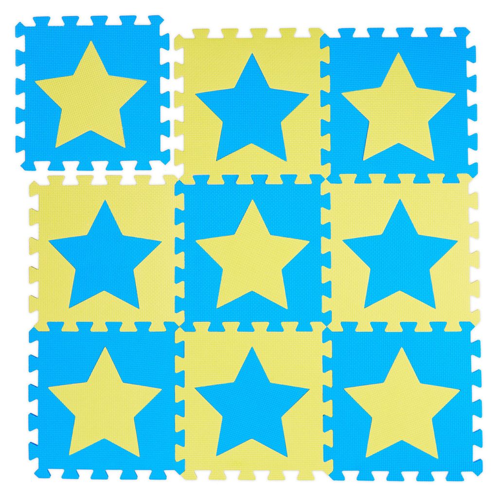 Relaxdays Puzzlematte Sterne, 9 Stück, 18 Teile, EVA Produktbild 