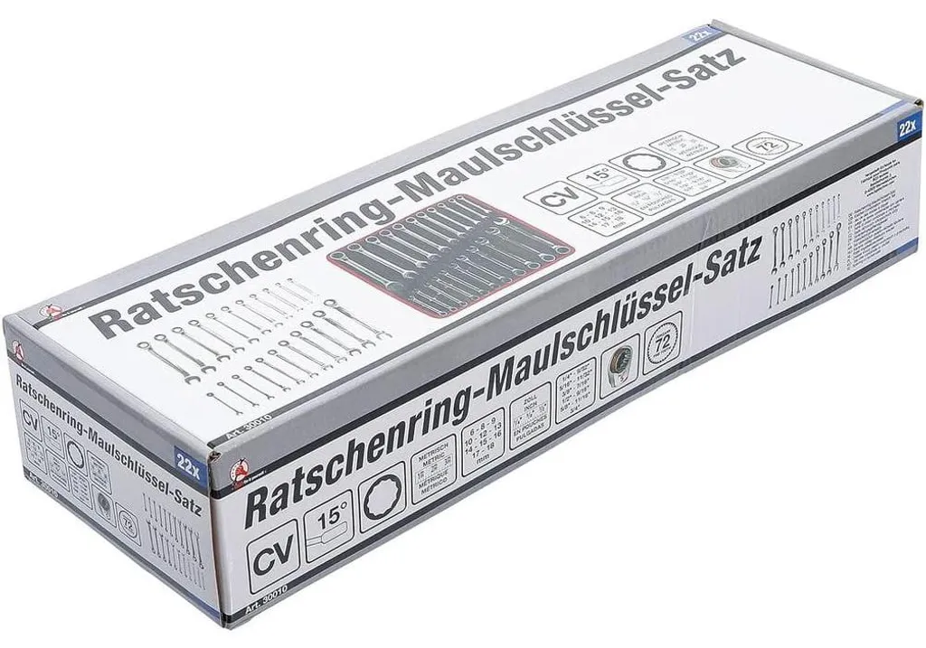 Clés Mixtes à Cliquet Précision - Jeu 22 pcs Acier pour Zones Difficiles