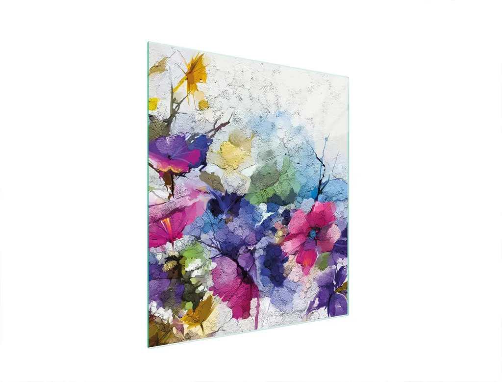 Tagliere Vetro 45x52 Fiori - Coprifornelli e Sottopentola Grande