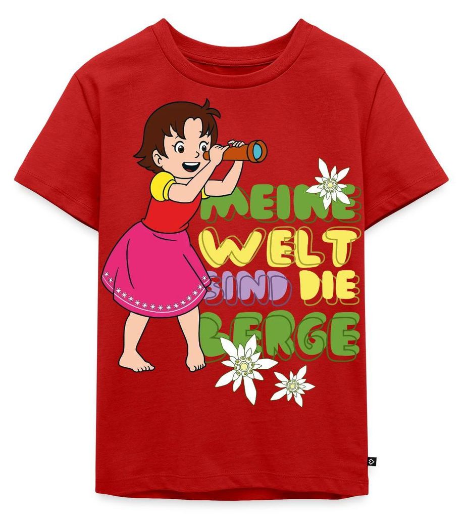 Spreadshirt Heidi Meine Welt Sind Die Berge Fernglas Kinder Premium T-Shirt, 98/104 (2 Jahre), Rot