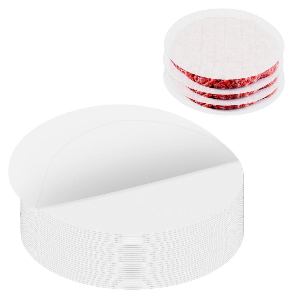 Antihaft-Burgerpapier, 100 runde Antihaft-Backpapiere, hitzebeständig, 11 cm Hamburgerpapier, Trennpapier, fettdichtes Papier für perfekte Hambur...