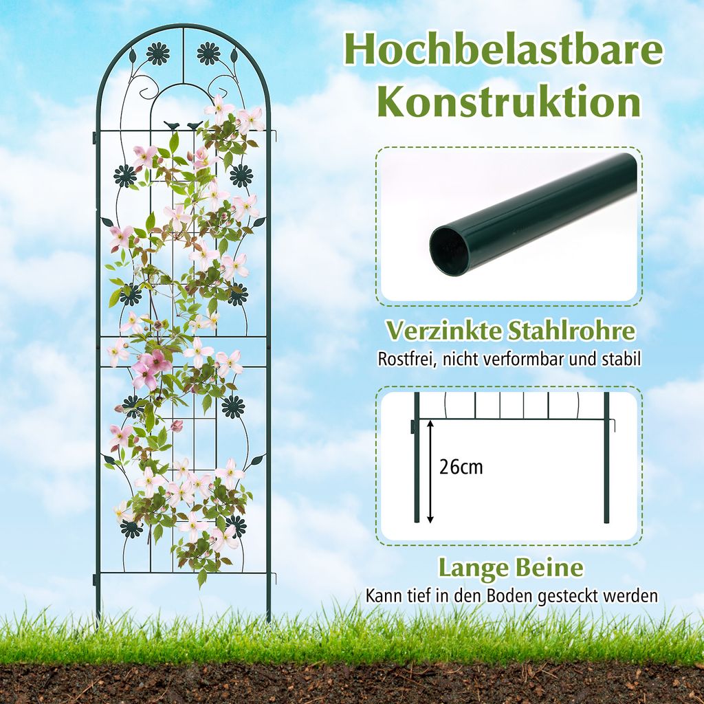 Rankgitter Aus Metall - Freistehende Gitterspalier Für Rosen & Kletterpflanzen - Rostfrei & Stabil