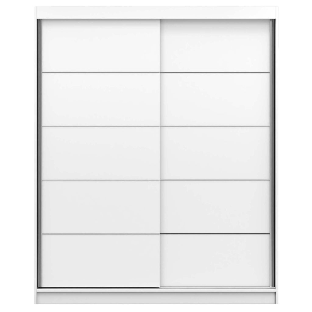 Schwebetürenschrank Kleiderschrank Schrank 160 cm Weiß/Weiß Produktbild 