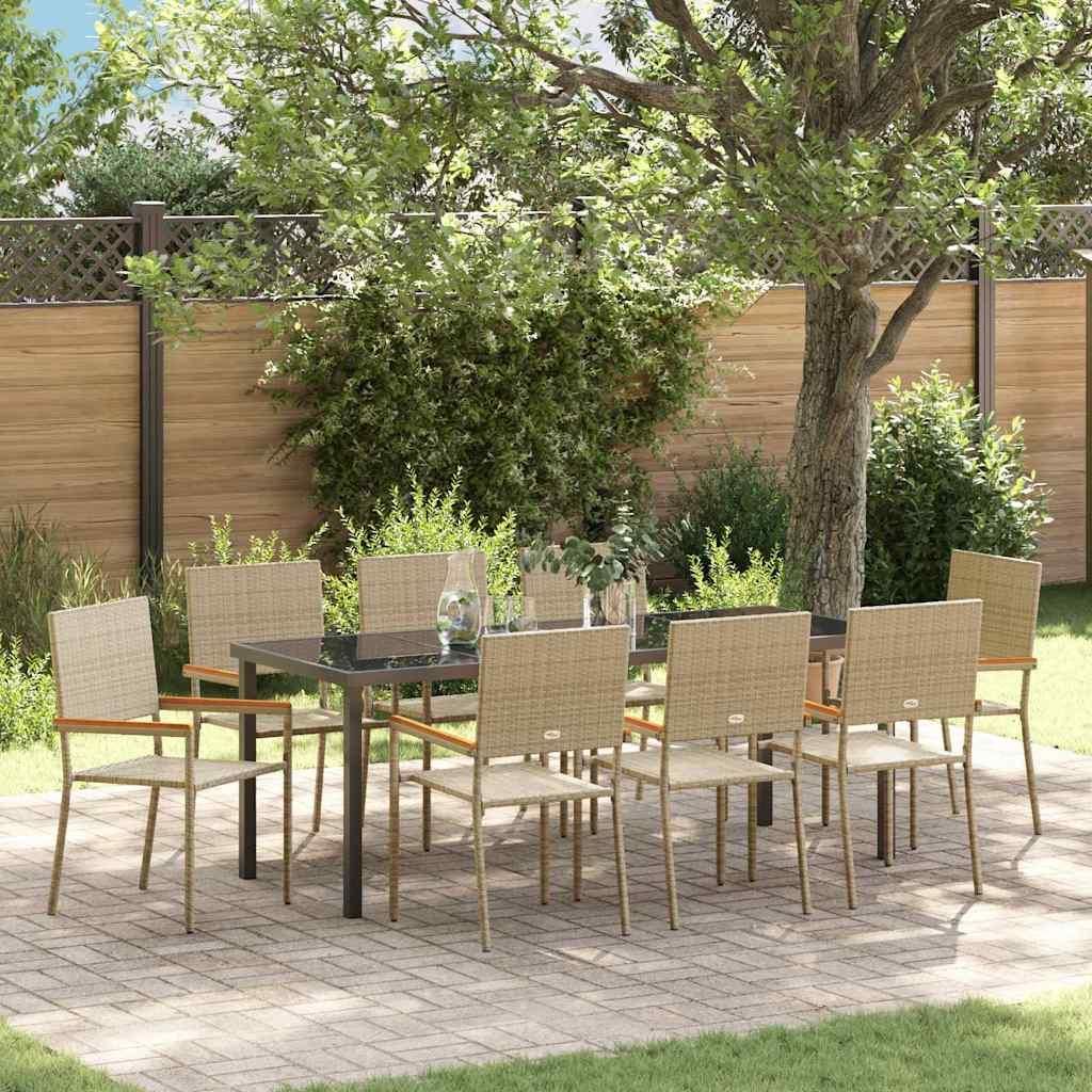 Maison Exclusive - Garten Essgruppe mit Kissen 9 pcs Beige Poly-Rattan