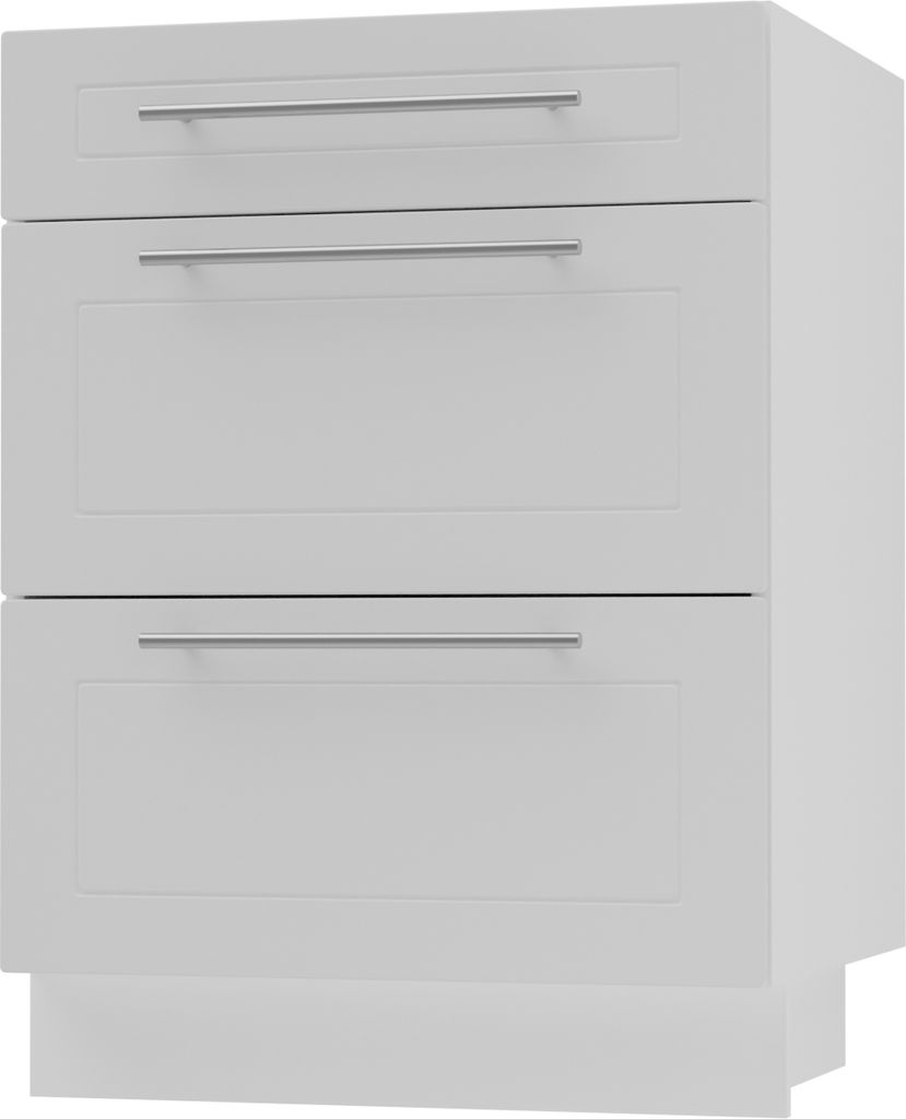 Schubladenunterschrank KVANTUM Teilauszug 60cm Korpus- & Frontfarbe wählbar Q-D3M/60,weiß matt,weiß
