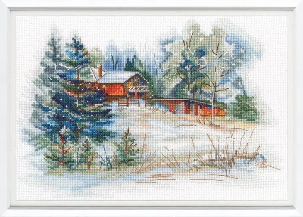 Kit Punto Croce RTO Winter Sketch 25x17 cm | Ricamo Zweigart e DMC