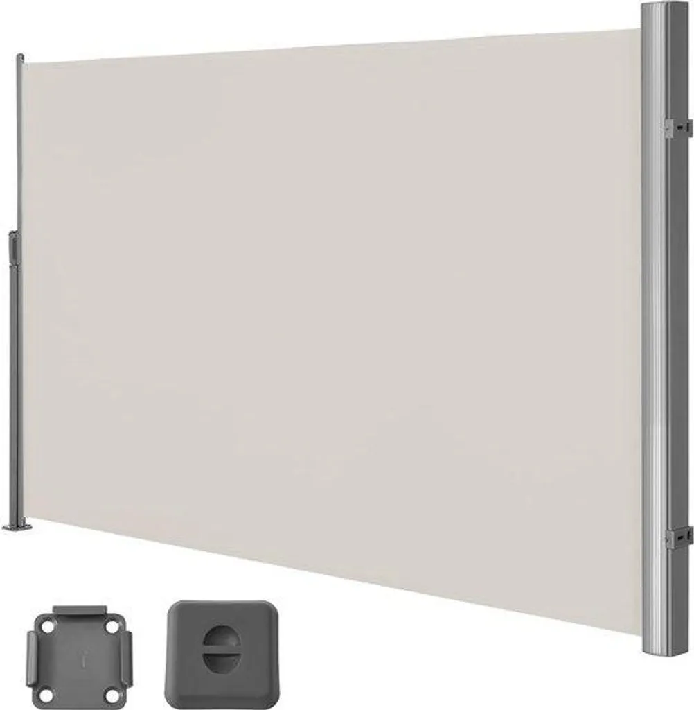 Store latéral beige 160 x 300 cm rétractable pour balcon et terrasse