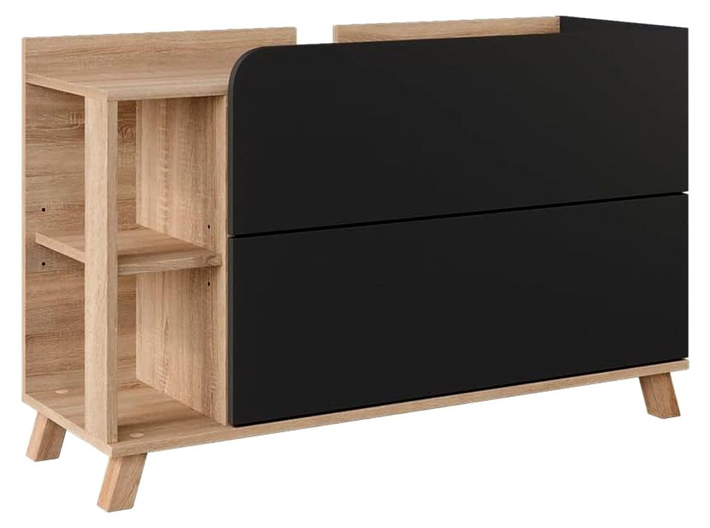 Waschbeckenunterschrank Sonoma/Anthrazit Karen 100x65x35 cm - Unterschrank für das Badezimmer mit großzügiger Schublade