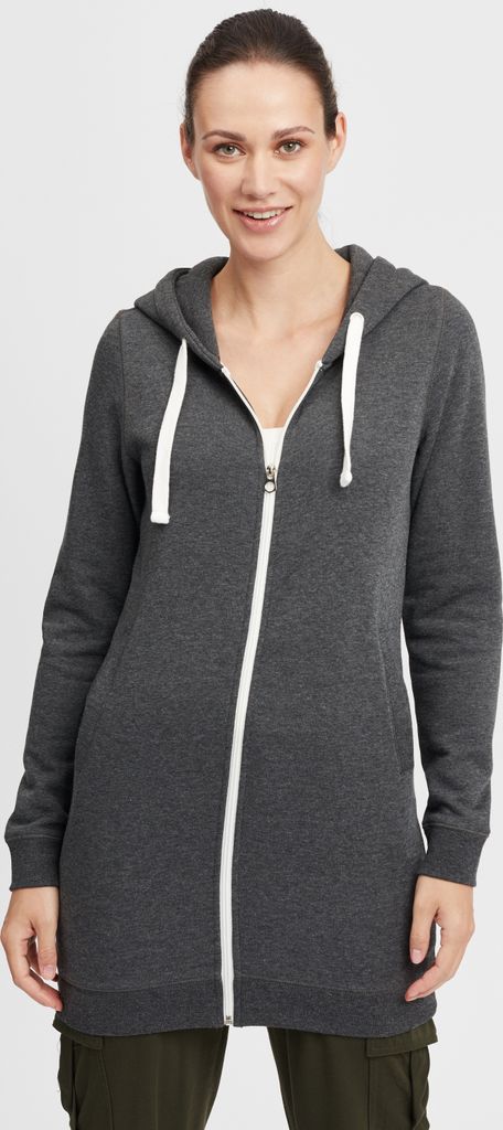 OXMO OXOlinda Long Damen Sweatjacke Kapuzenjacke Hoodie mit Kapuze