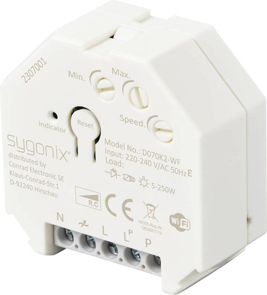 Sygonix SY-5775566 Unterputz Dimmer Geeignet für Leuchtmittel: LED-Lampe, Glühlampe, Halogenlampe Weiß