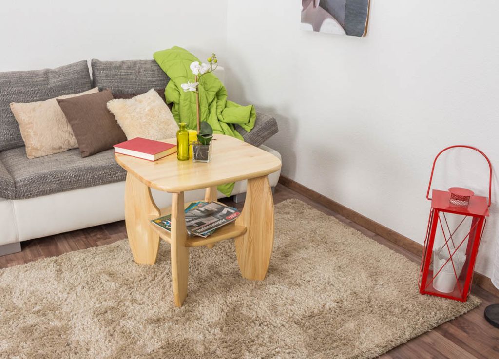 Sofatisch Kaffeetisch Couchtisch Kiefer Massivholz Farbe: Natur 60x65x65 cm