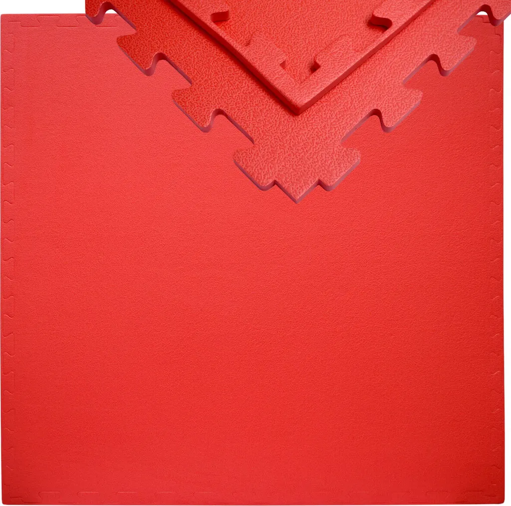 Tapis de sport puzzle rouge 90x90x1.2 cm pour protéger sol et articulations