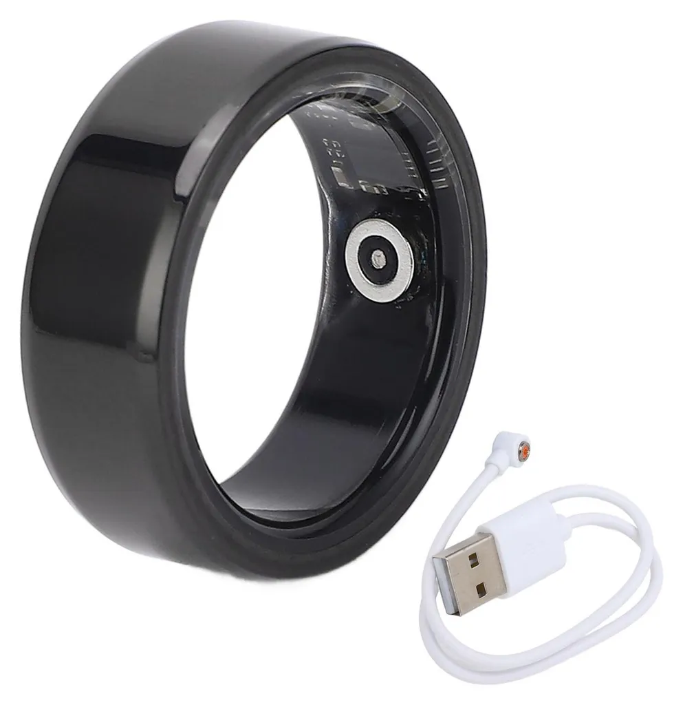 Bague Connectée Sport Noir Taille 9 avec Suivi Sommeil et Sommeil IP67