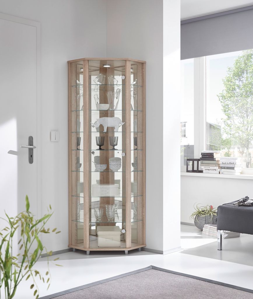 Eckvitrine Vitrinenschrank Glasvitrine Vitrine "Berlin II" Produktbild 