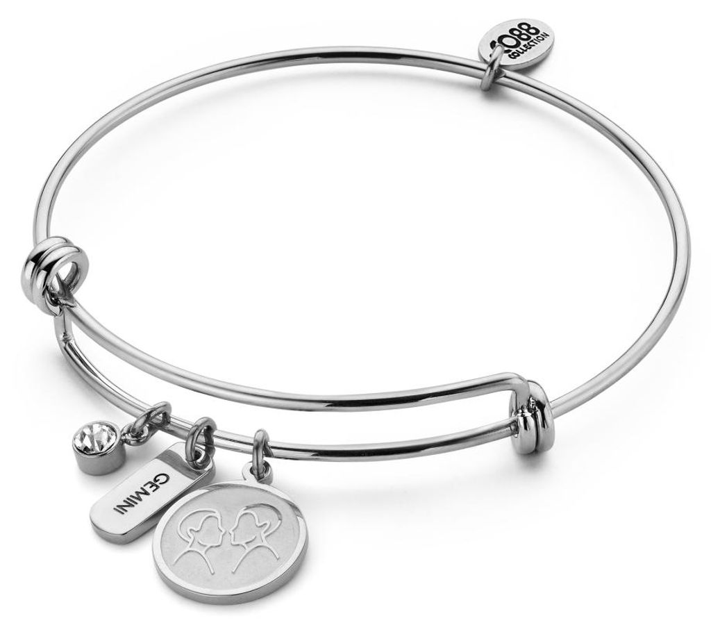CO88 Collection Zodiac 8CB-90427 Stalen armband - Sterrenbeeld Tweeling - Zilverkleurig