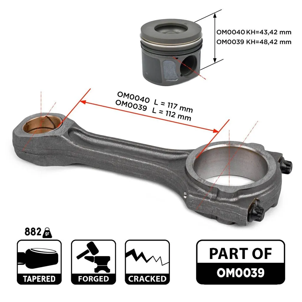 Bielle OM0039 robuste 882g pour Ford Transit Mk6 - Performance ET