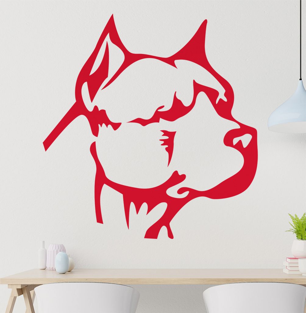 Pitbull Wandtattoo in 6 Größen - Wandaufkleber Wall Sticker - Dekoration, Küche, Wohnzimmer, Schlafzimmer, Badezimmer