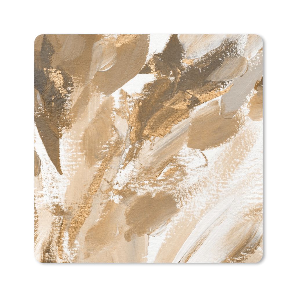 MuchoWow Mauspad Mousepad Farbe - Gold - Weiß 20x20 cm - Mousepads - Maus Mat - Pad - Mausunterlage - Desk Mat - Bureauartikeln
