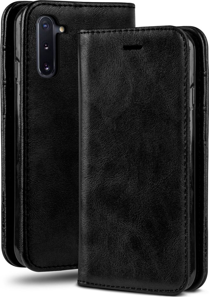moex Klapphülle kompatibel mit Samsung Galaxy Note10 - Hülle mit Kartenfach, Onyx Schwarz