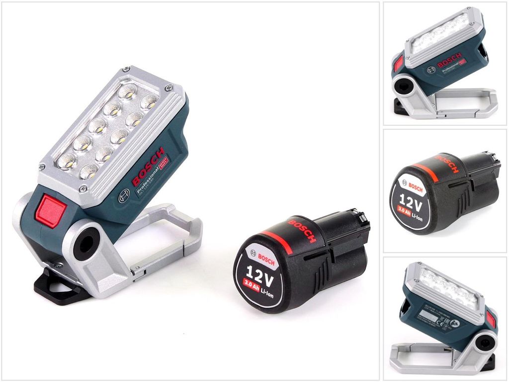 Bosch acculamp GLI 12V-330 DeciLED + 1 x 3,0 Ah accu - Productafbeelding 