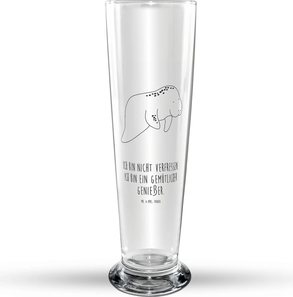 Mr. & Mrs. Panda Bierglas Seekuh Chillen - Transparent - Geschenk, Glasbierglas, Diät, Meer, Zucker, Süßigkeiten, Glasbecher, Trinkglas, Bierbec...