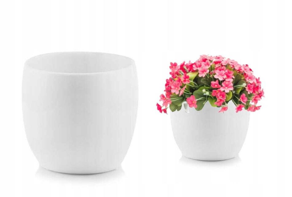 Keramischer Blumentopf weiße Kugel 15x12cm dekorativ Produktbild 