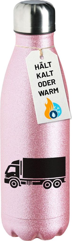 Huuraa Trinkflasche LKW Lastkraftwagen 500ml Pink Edelstahl Wasserflasche Trinkflasche Geschenkidee