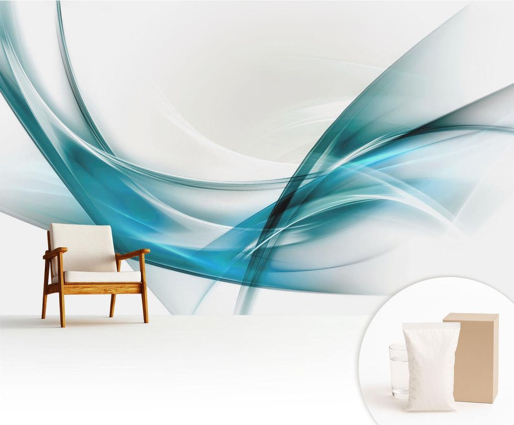 Fototapete - 416x254 cm - Tapete - Wandtapete - Wandbilder - Dekofolie - Tapete Folie - Wand - Dekoration - Wohnzimmer - Blaue Wellen