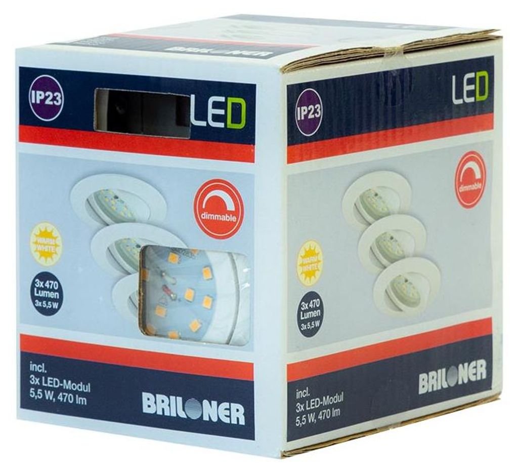 Briloner set van 3 LED inbouwspots, kleur wit, diameter 8,2 Productafbeelding 