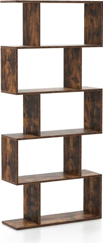 Bibliothèque colonne en bois design S, meuble de rangement 5 étages