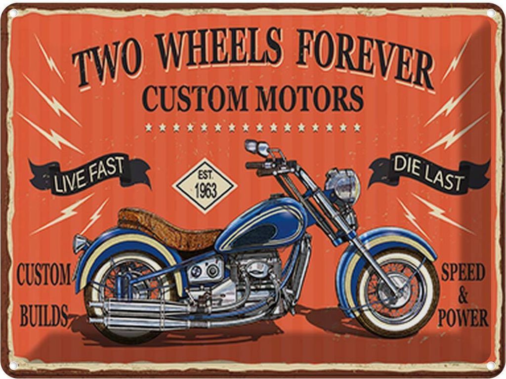 vianmo Blechschild 30x40 cm Motorrad custom motors Sport Hobby