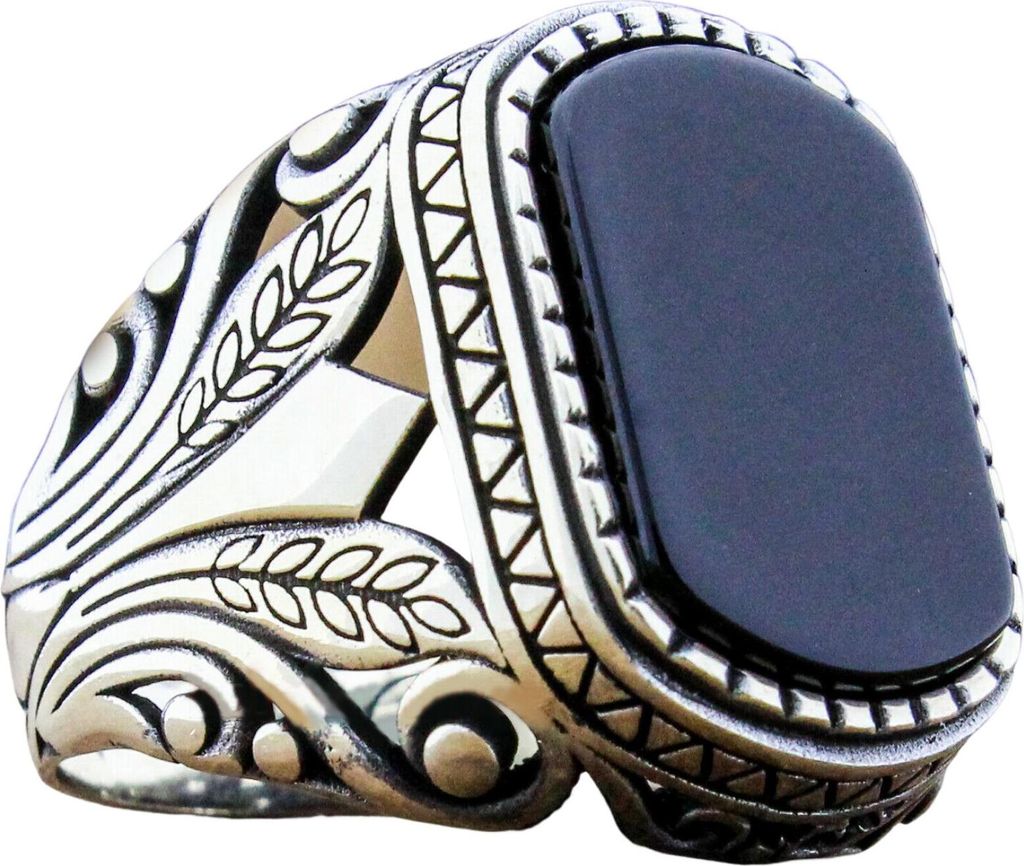 Männer Ring Alte Muster Vintage Metall Carving Party Trendy Punk Zirkon Ring Hochzeit Schmuck-Silber Weiss,US 8