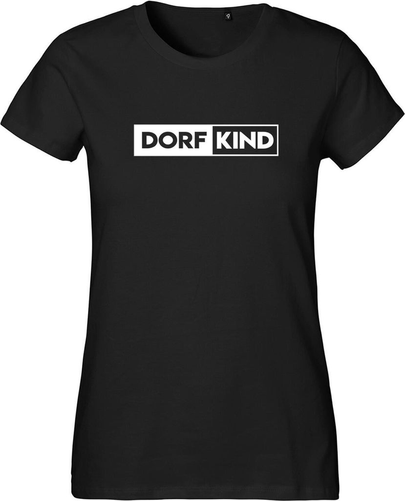 Hellweg Druckerei Damenshirt Dorfkind Modern Präsent Frauen T-Shirt Black Größe M Bio Baumwolle Fairtrade Dorfkind Modern Geschenkidee