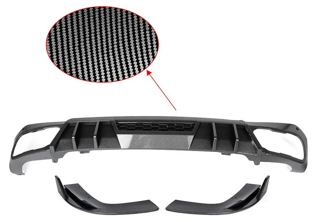 Diffuseur de pare-chocs arrière look carbone en ABS durable - Type Sport