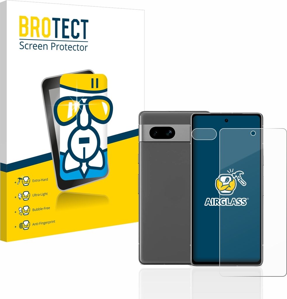 A product shot of a screen protector packaging and a smartphone with a screen protector applied.