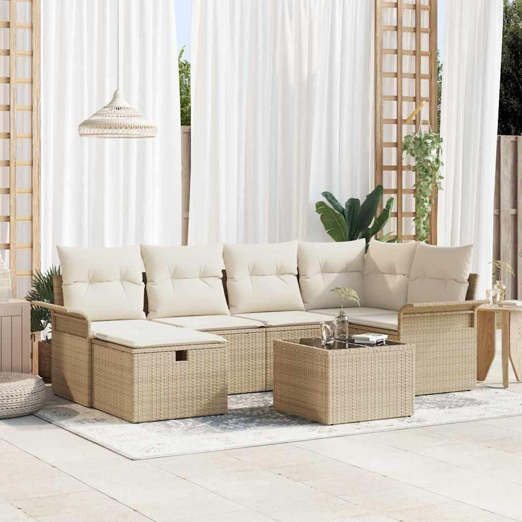 Maison Exclusive - Gartensofa-set mit Kissen mit Speicher 7 pcs Poly Rattan