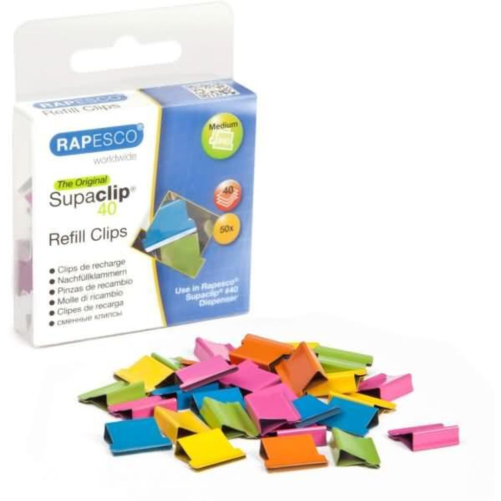 Rapesco Clips - Multicolor - Packung mit 50
